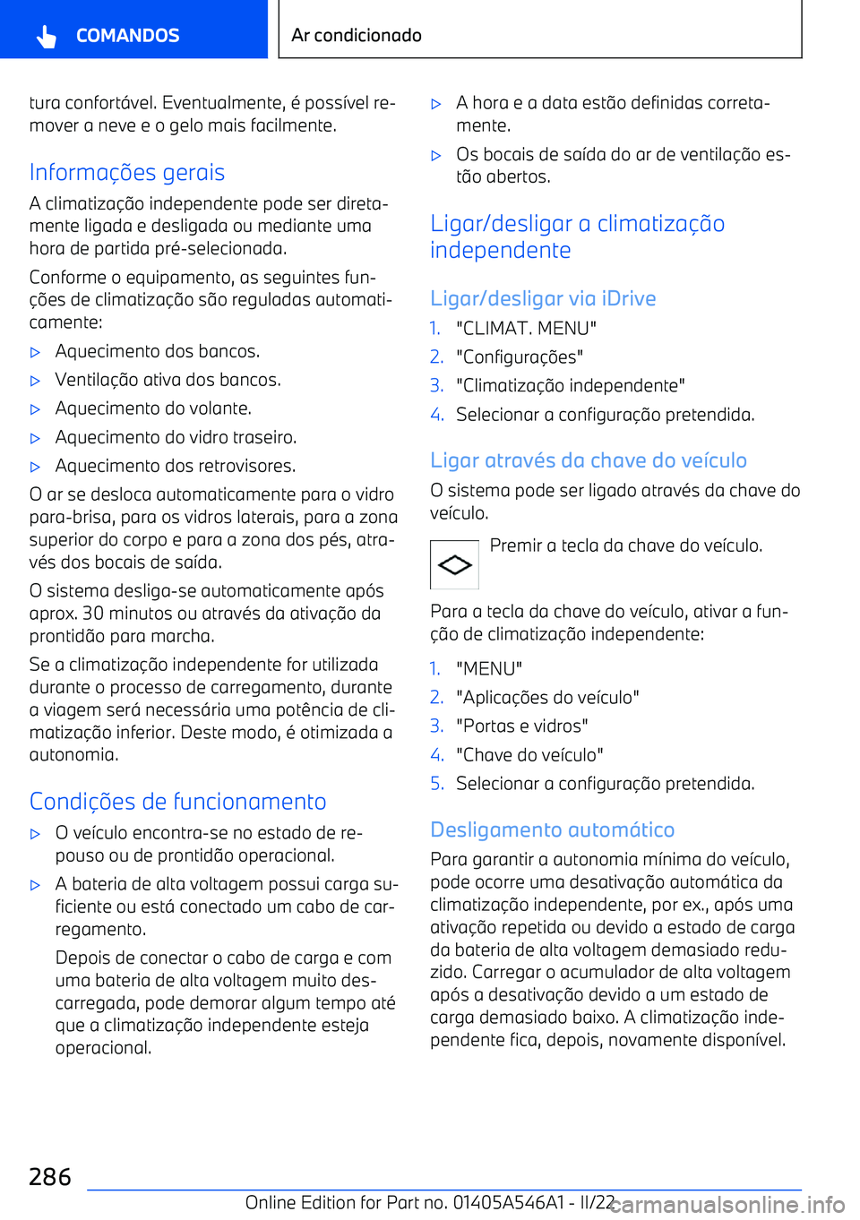 BMW I4 2022  Manual do condutor (in Portuguese) tura confort