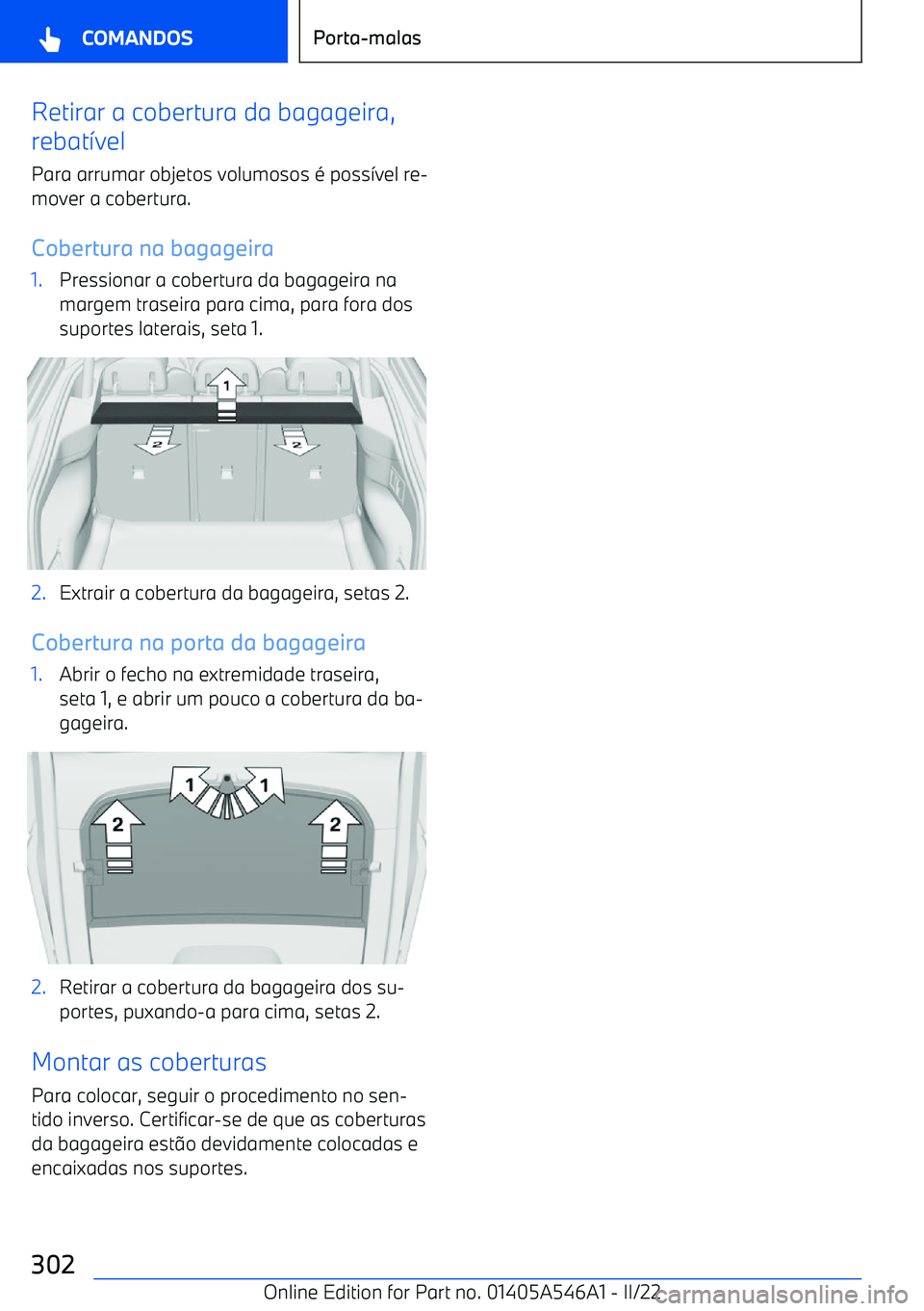 BMW I4 2022  Manual do condutor (in Portuguese) Retirar a cobertura da bagageira,
rebat