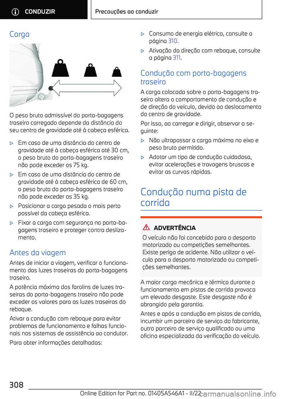 BMW I4 2022  Manual do condutor (in Portuguese) Carga
O peso bruto admiss