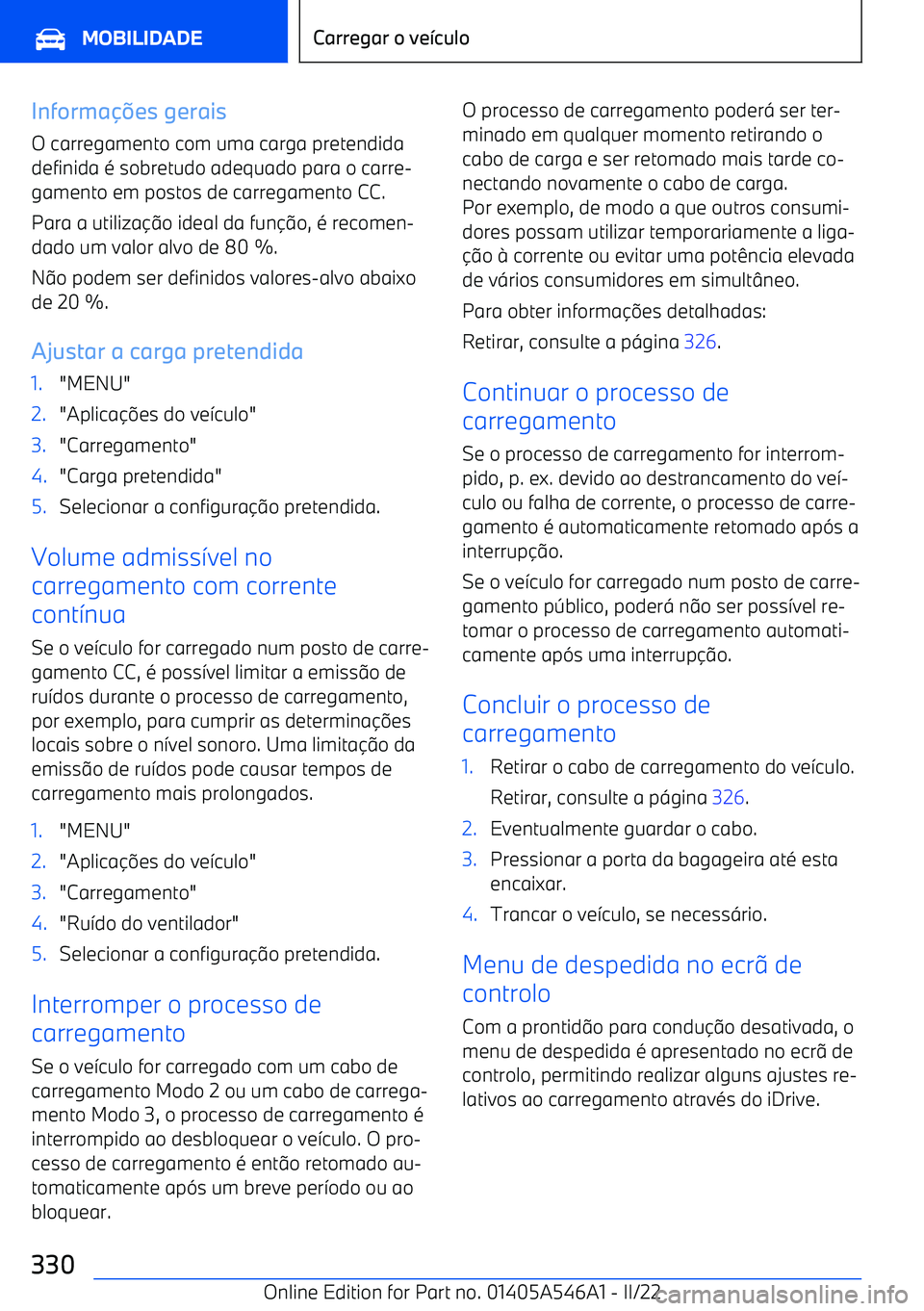 BMW I4 2022  Manual do condutor (in Portuguese) Informa