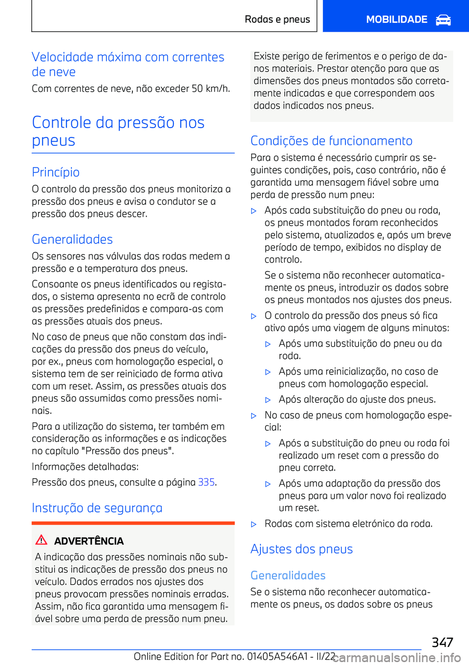 BMW I4 2022  Manual do condutor (in Portuguese) Velocidade m