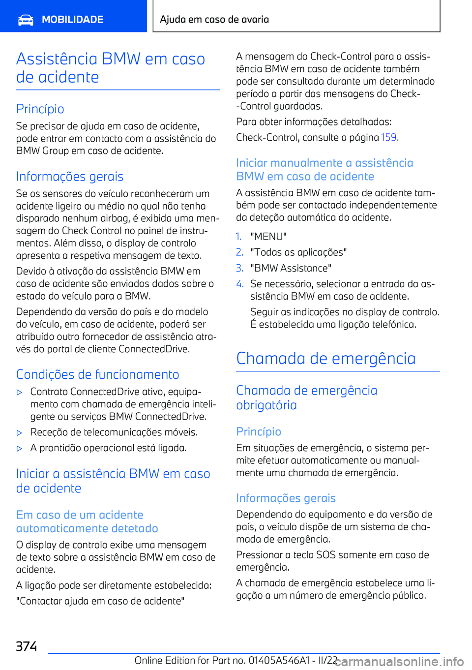 BMW I4 2022  Manual do condutor (in Portuguese) Assist