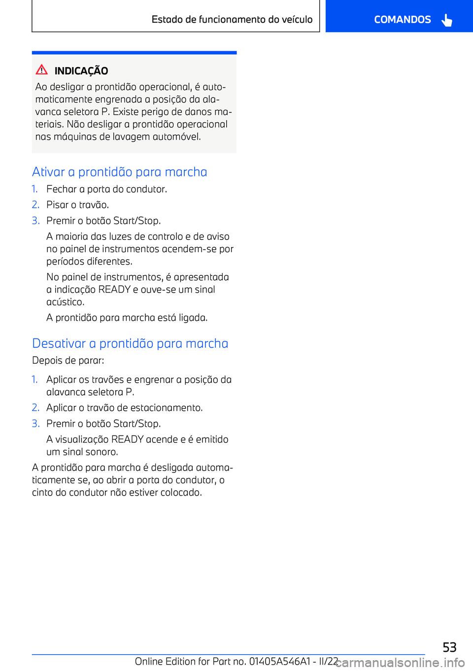 BMW I4 2022  Manual do condutor (in Portuguese) INDICA