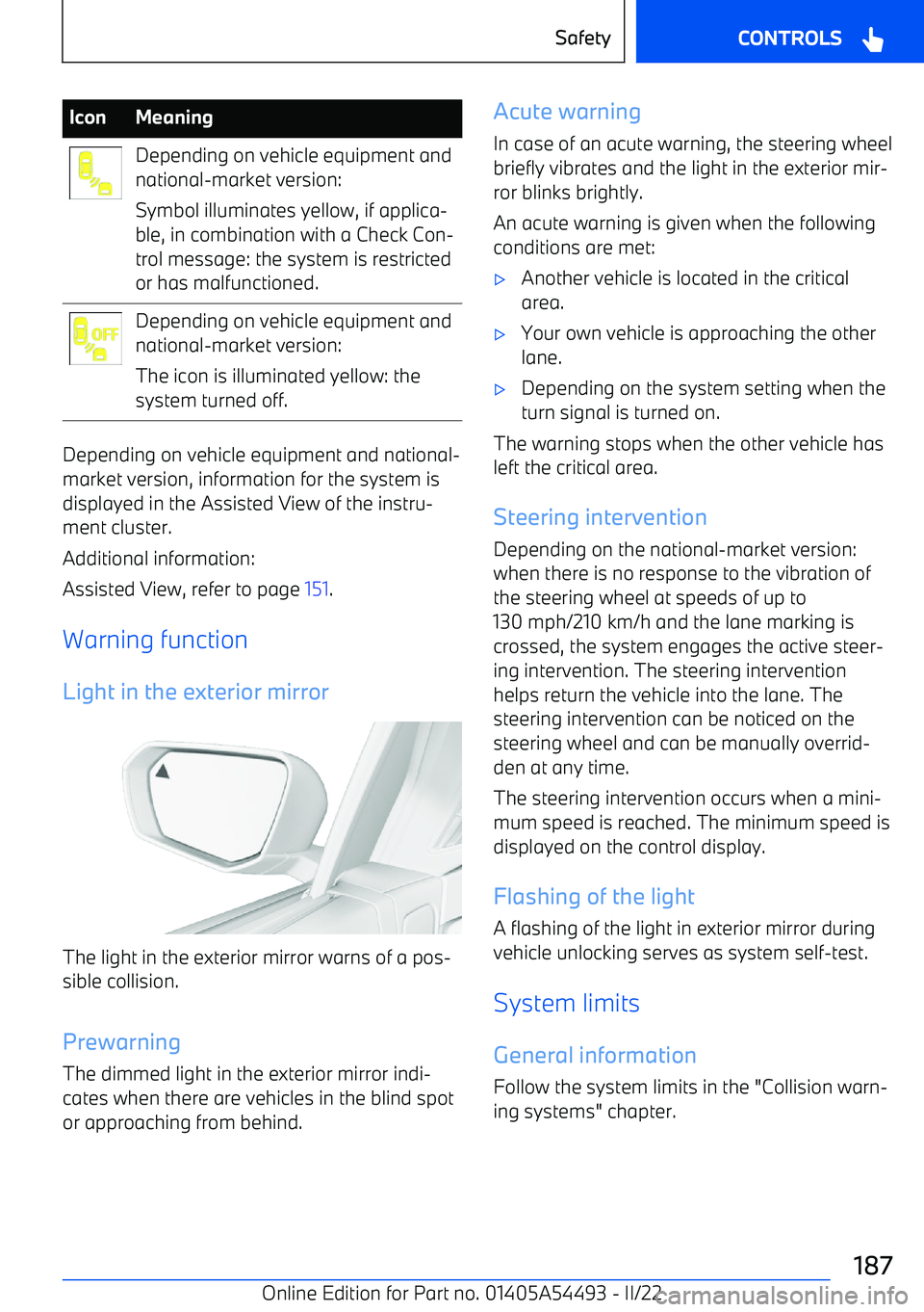 BMW IX 2022 Owners Manual IconMeaningDepending on vehicle equipment and
national BMW IX 2022 Owners Manual IconMeaningDepending on vehicle equipment and
national