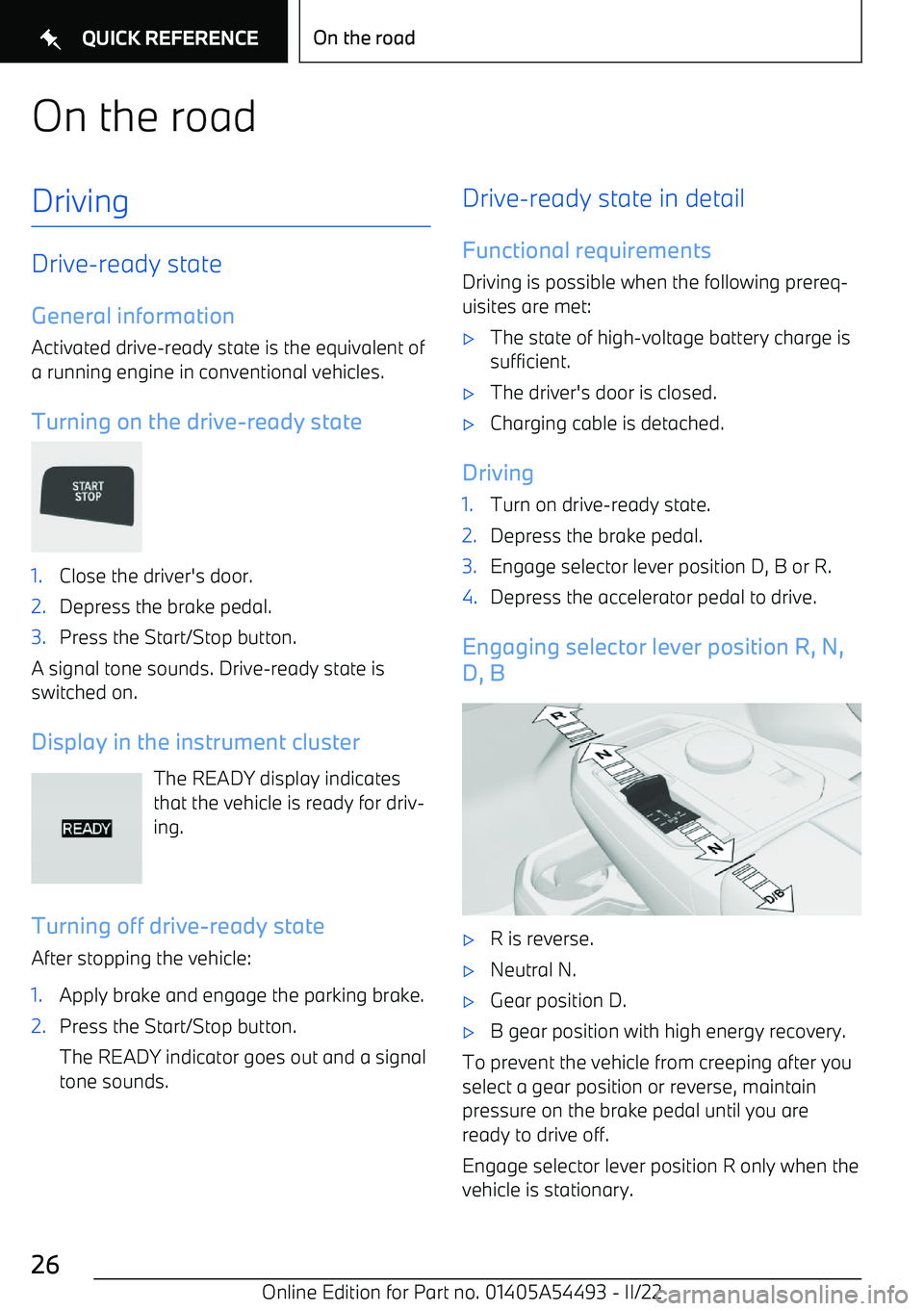 BMW IX 2022 Owners Manual On the roadDriving
Drive