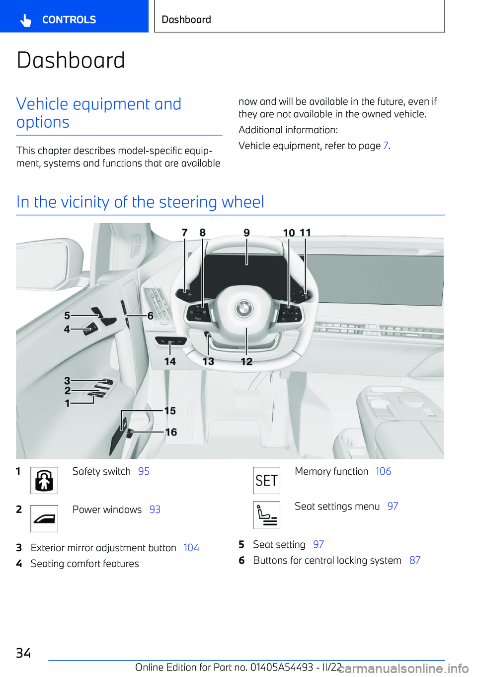 BMW IX 2022 Owners Guide DashboardVehicle equipment andoptions
This chapter describes model BMW IX 2022 Owners Guide DashboardVehicle equipment andoptions
This chapter describes model