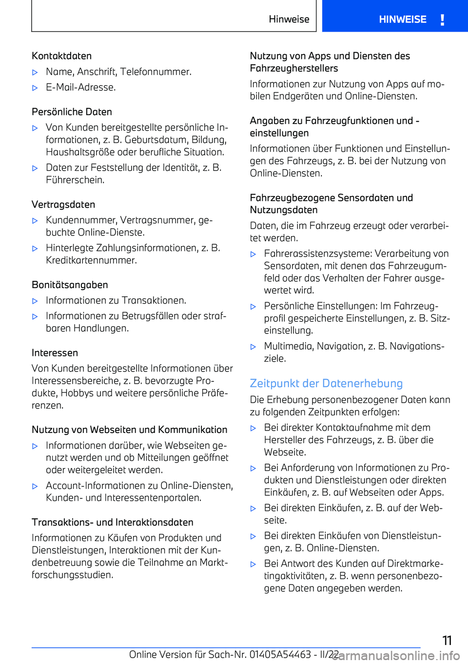 BMW IX 2022  Betriebsanleitungen (in German) Kontaktdaten