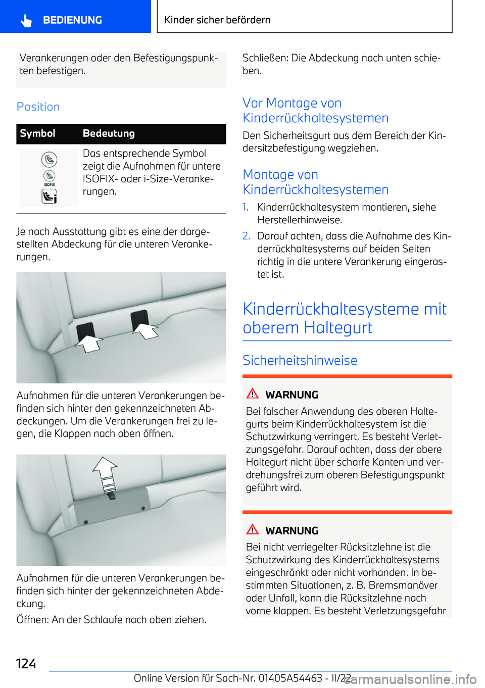 BMW IX 2022 Betriebsanleitungen (in German) Verankerungen oder den Befestigungspunk BMW IX 2022 Betriebsanleitungen (in German) Verankerungen oder den Befestigungspunk