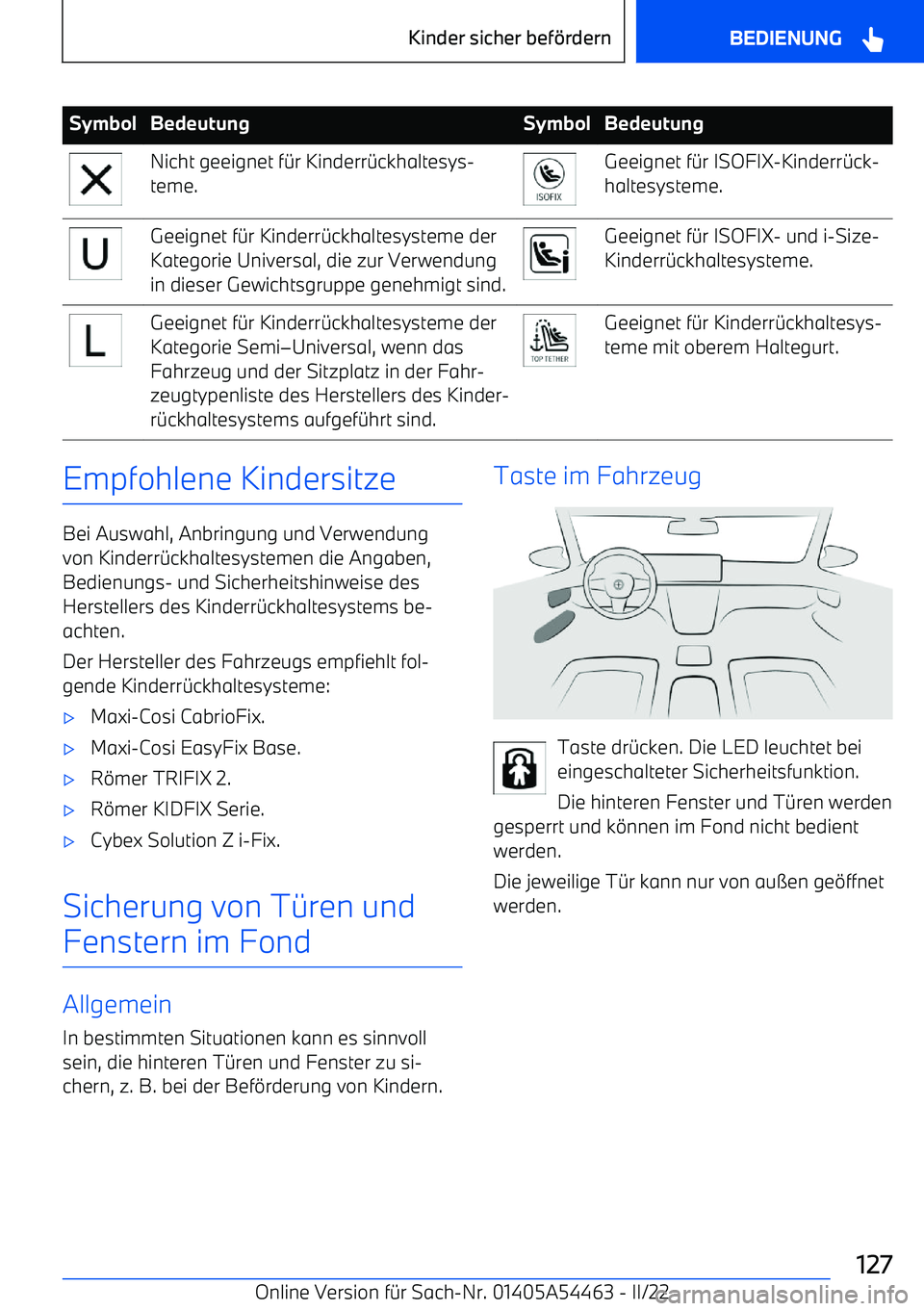 BMW IX 2022 Betriebsanleitungen (in German) SymbolBedeutungSymbolBedeutungNicht geeignet f BMW IX 2022 Betriebsanleitungen (in German) SymbolBedeutungSymbolBedeutungNicht geeignet f