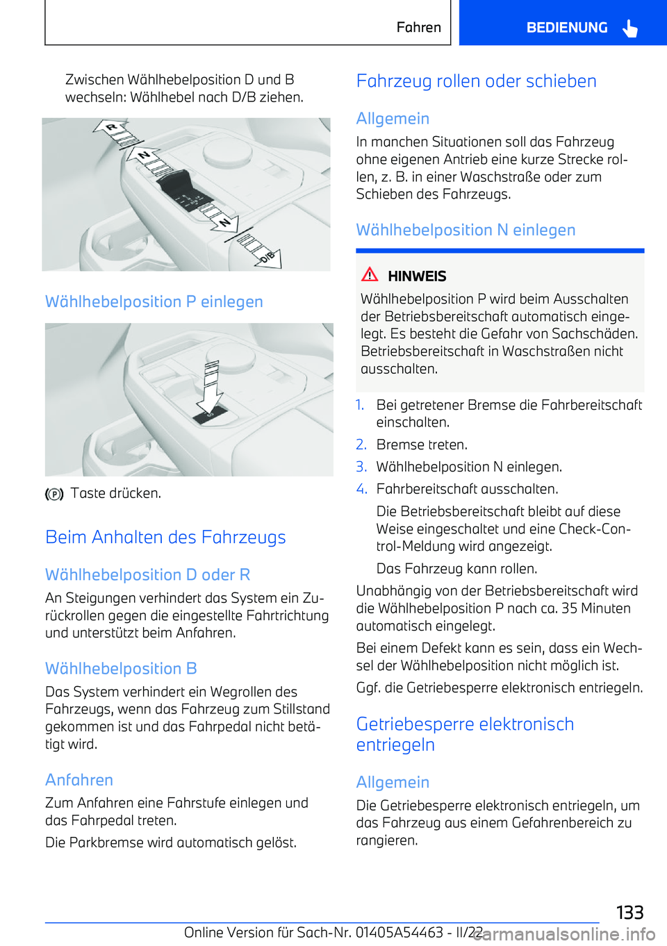 BMW IX 2022  Betriebsanleitungen (in German) Zwischen W