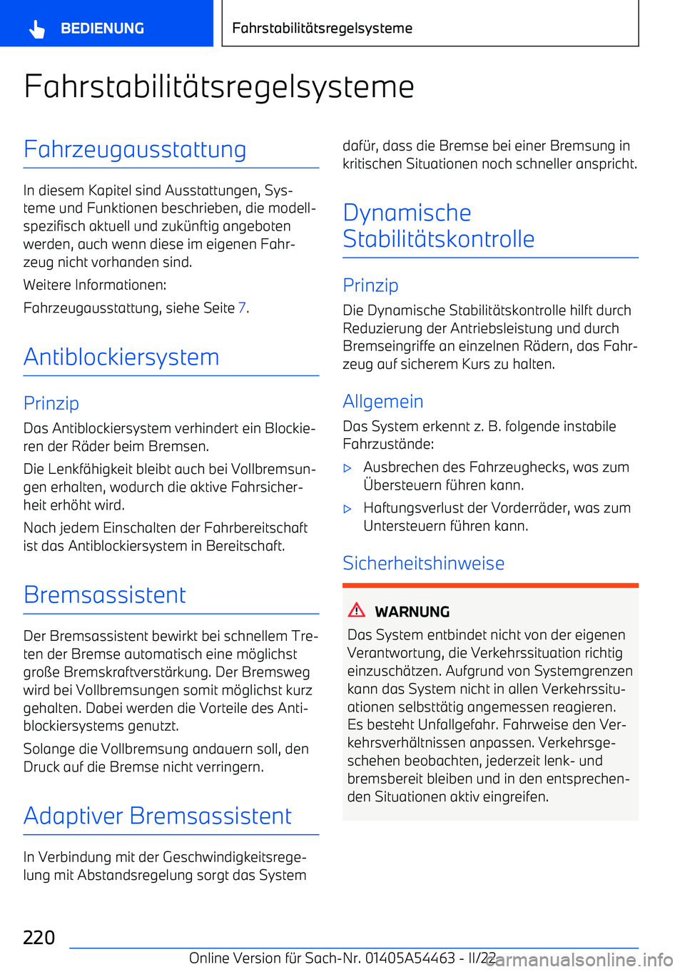 BMW IX 2022  Betriebsanleitungen (in German) Fahrstabilit