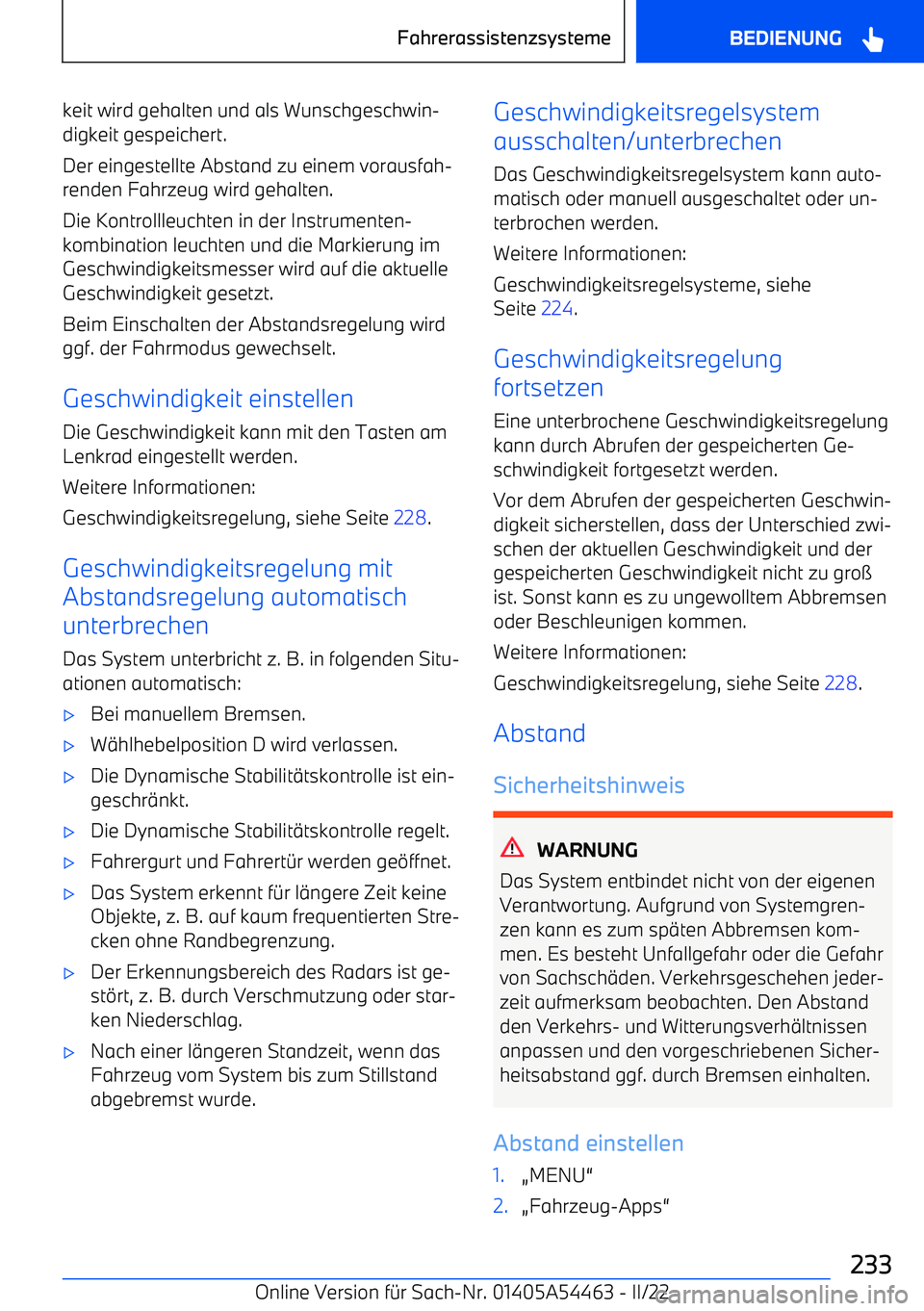 BMW IX 2022 Betriebsanleitungen (in German) keit wird gehalten und als Wunschgeschwin BMW IX 2022 Betriebsanleitungen (in German) keit wird gehalten und als Wunschgeschwin