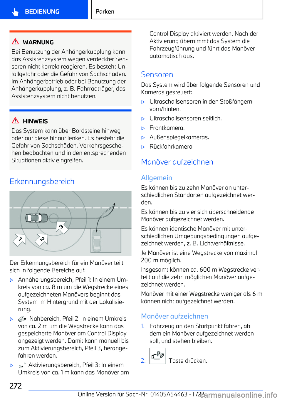 BMW IX 2022  Betriebsanleitungen (in German) WARNUNG
Bei Benutzung der Anh