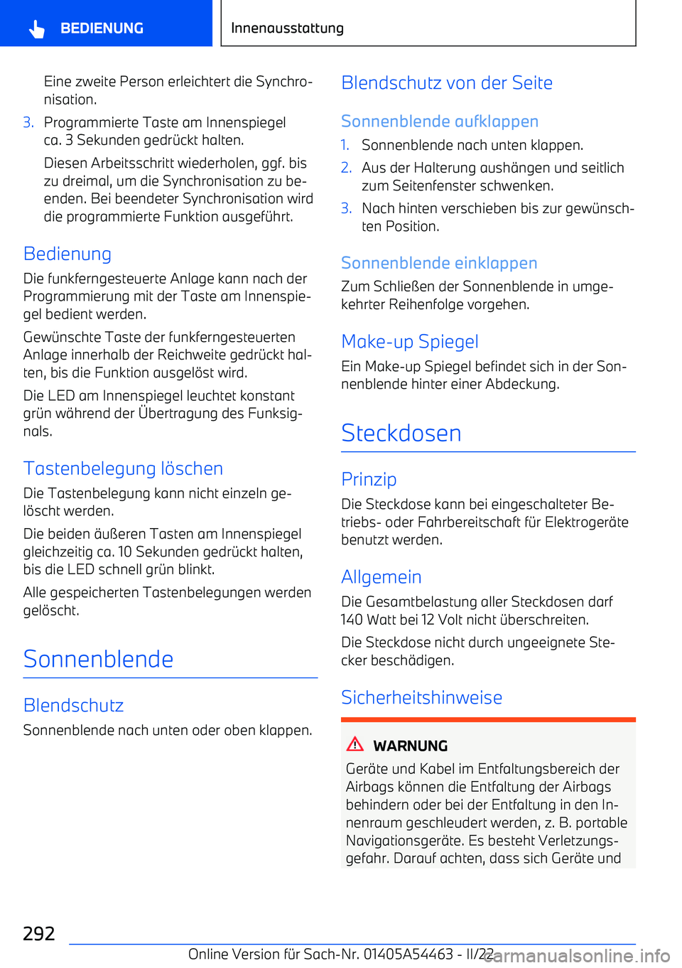 BMW IX 2022  Betriebsanleitungen (in German) Eine zweite Person erleichtert die Synchro