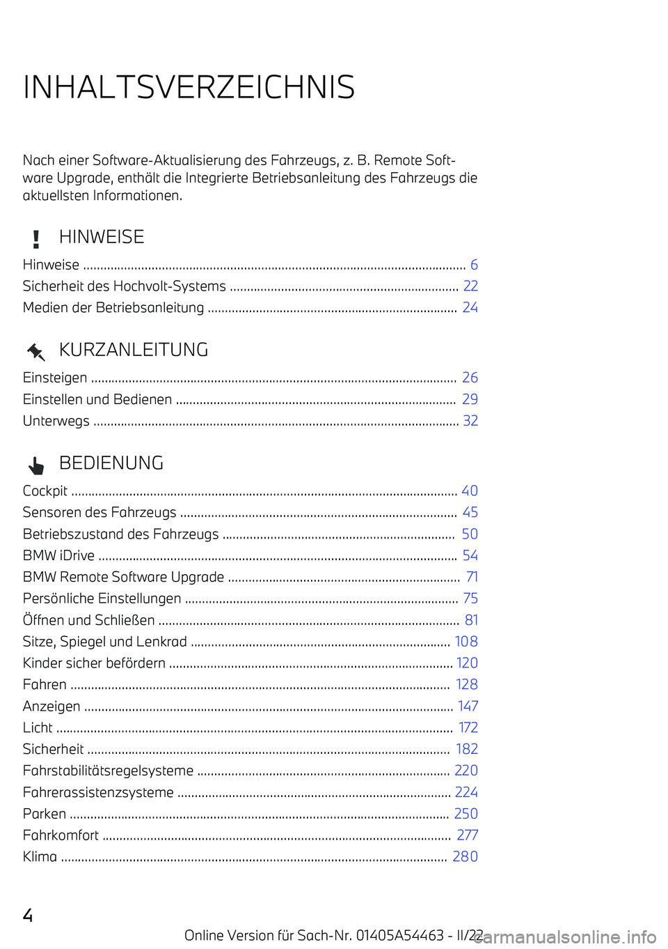 BMW IX 2022  Betriebsanleitungen (in German) INHALTSVERZEICHNISNach einer Software