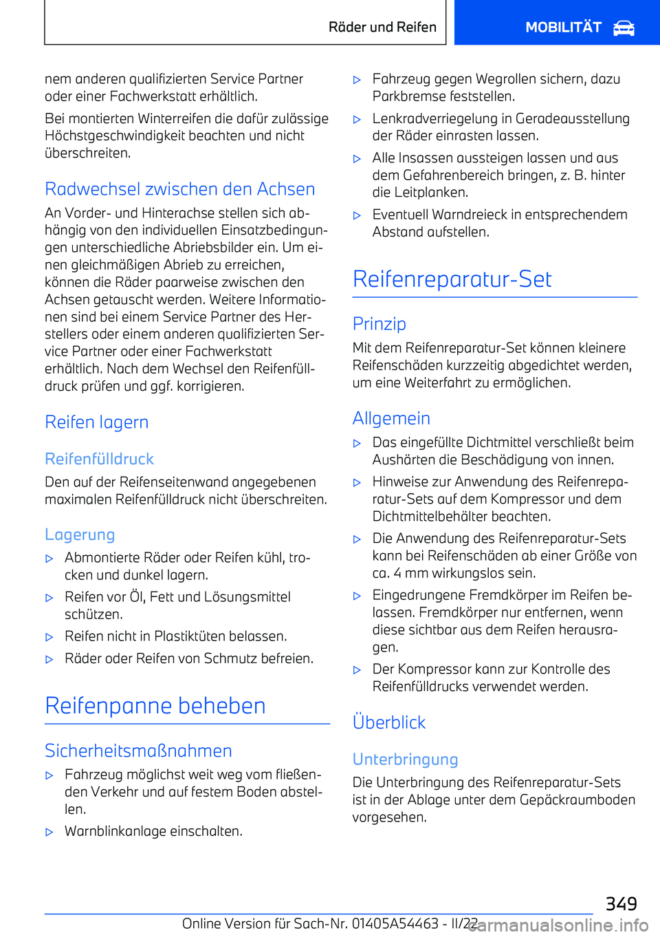 BMW IX 2022  Betriebsanleitungen (in German) nem anderen qualifizierten Service Partneroder einer Fachwerkstatt erh