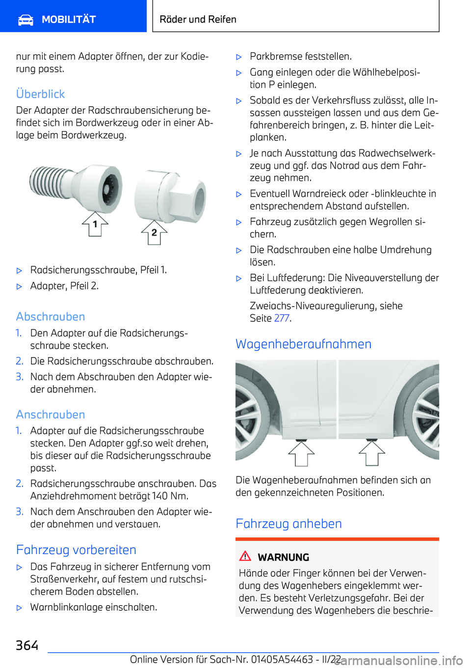 BMW IX 2022  Betriebsanleitungen (in German) nur mit einem Adapter 