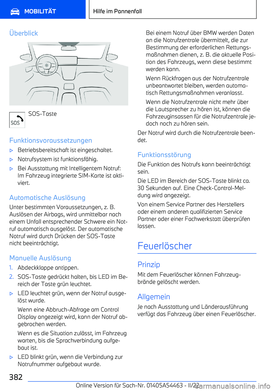 BMW IX 2022  Betriebsanleitungen (in German) ]berblick
SOS
