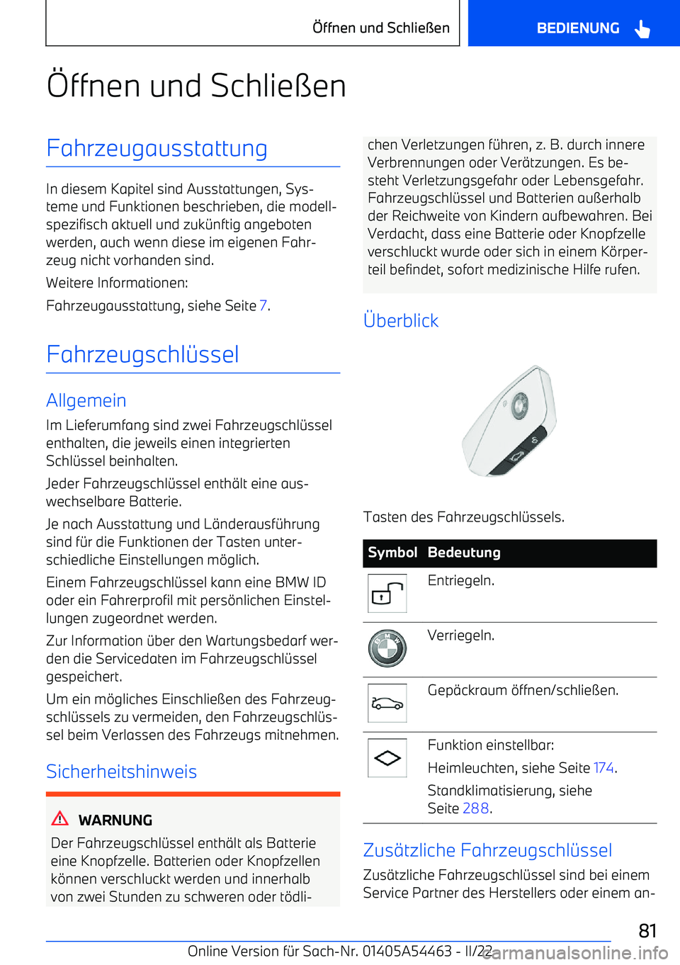 BMW IX 2022  Betriebsanleitungen (in German) #ffnen und Schlie