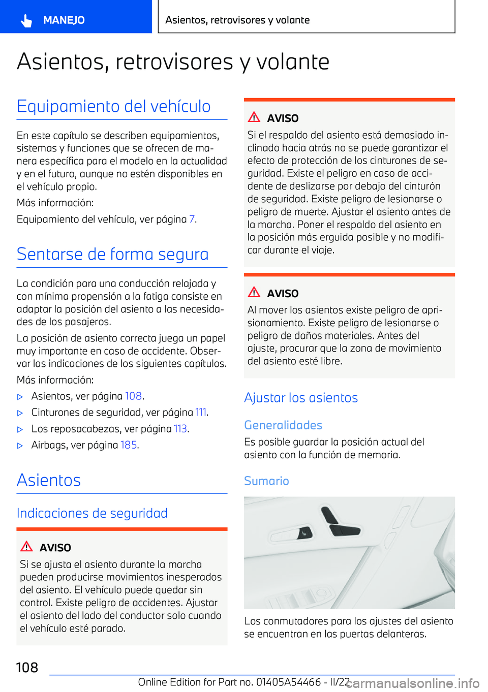 BMW IX 2022 Manuales de Empleo (in Spanish) Asientos, retrovisores y volanteEquipamiento del veh BMW IX 2022 Manuales de Empleo (in Spanish) Asientos, retrovisores y volanteEquipamiento del veh