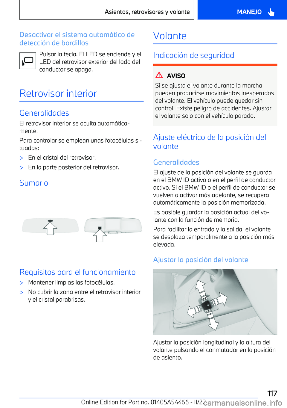 BMW IX 2022  Manuales de Empleo (in Spanish) Desactivar el sistema autom