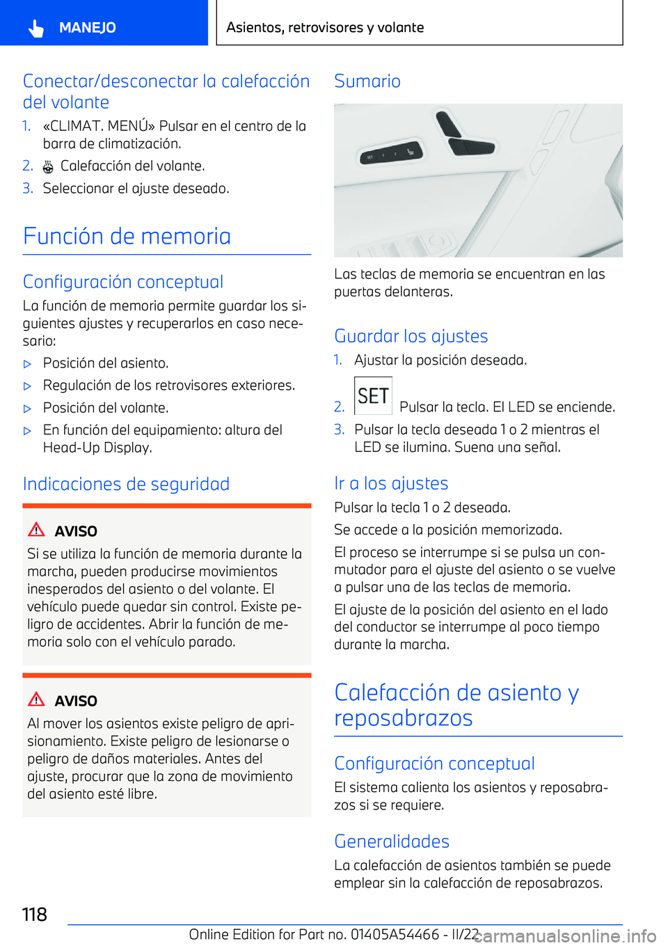 BMW IX 2022  Manuales de Empleo (in Spanish) Conectar/desconectar la calefacci