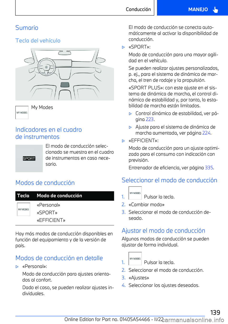 BMW IX 2022 Manuales de Empleo (in Spanish) SumarioTecla del veh BMW IX 2022 Manuales de Empleo (in Spanish) SumarioTecla del veh