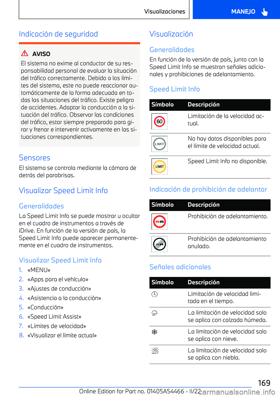 BMW IX 2022  Manuales de Empleo (in Spanish) Indicaci