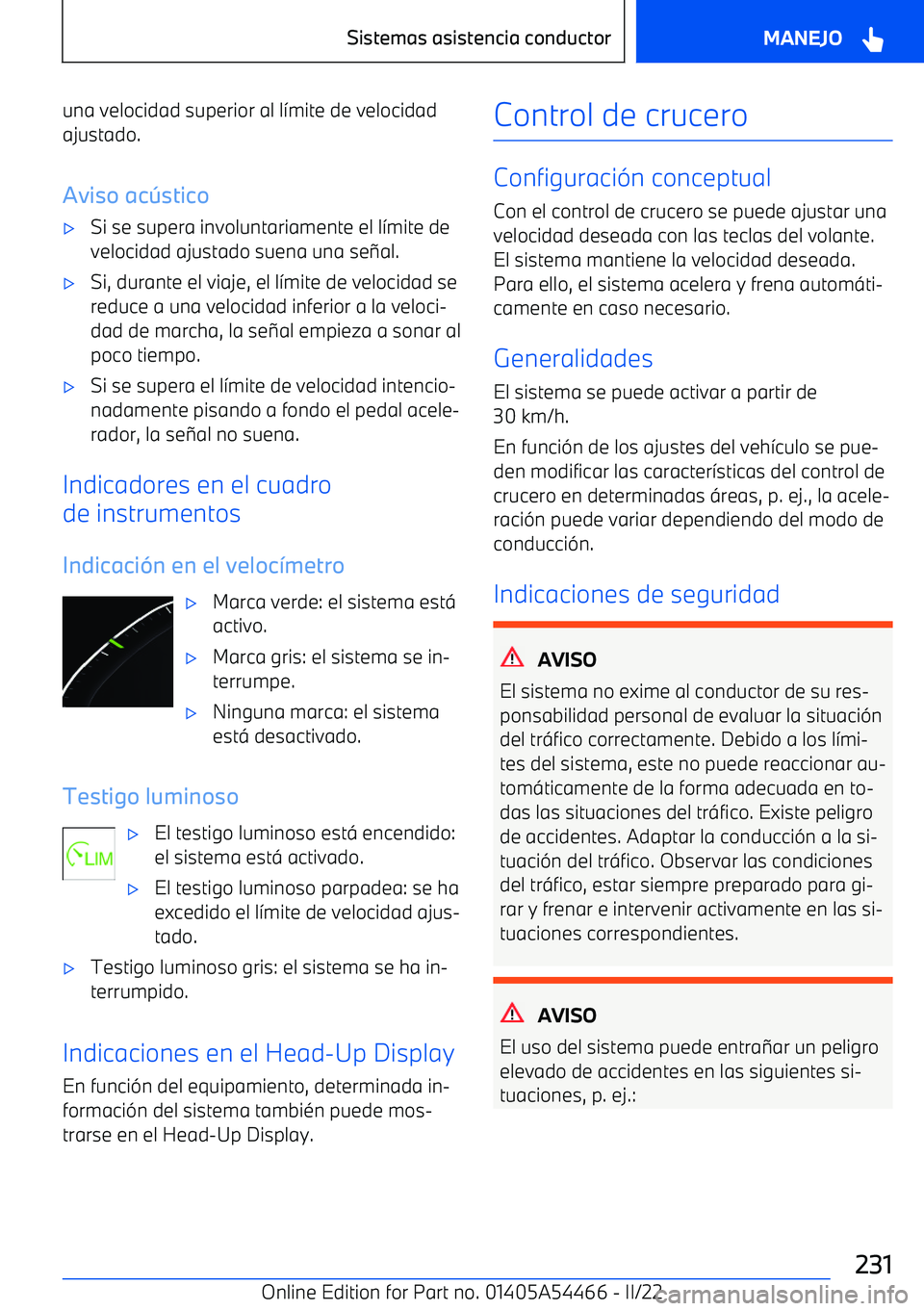 BMW IX 2022  Manuales de Empleo (in Spanish) una velocidad superior al l