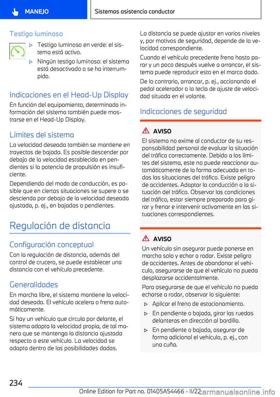 BMW IX 2022  Manuales de Empleo (in Spanish) Testigo luminoso