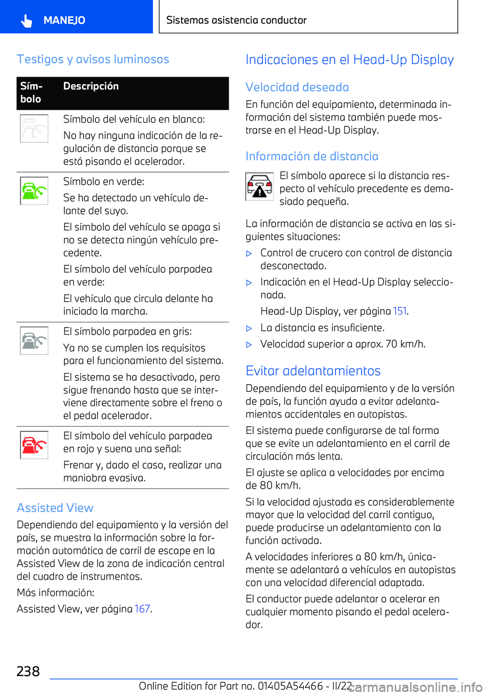 BMW IX 2022  Manuales de Empleo (in Spanish) Testigos y avisos luminososS