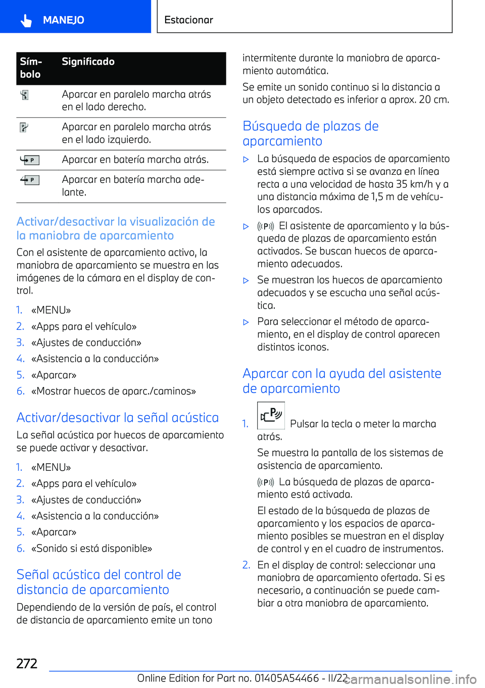 BMW IX 2022  Manuales de Empleo (in Spanish) S