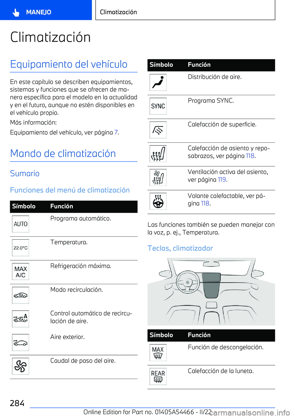 BMW IX 2022  Manuales de Empleo (in Spanish) Climatizaci