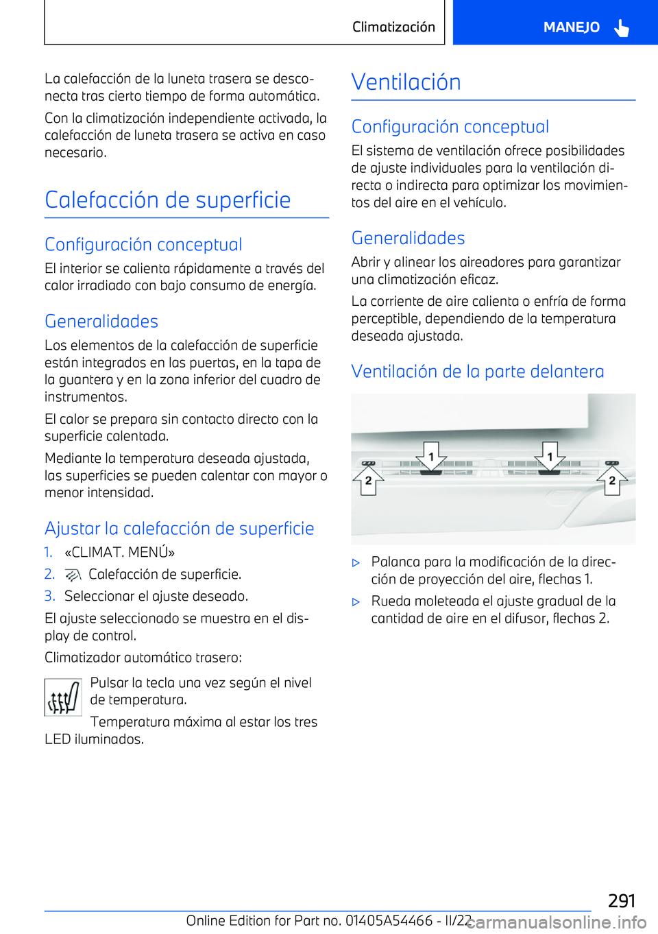 BMW IX 2022  Manuales de Empleo (in Spanish) La calefacci