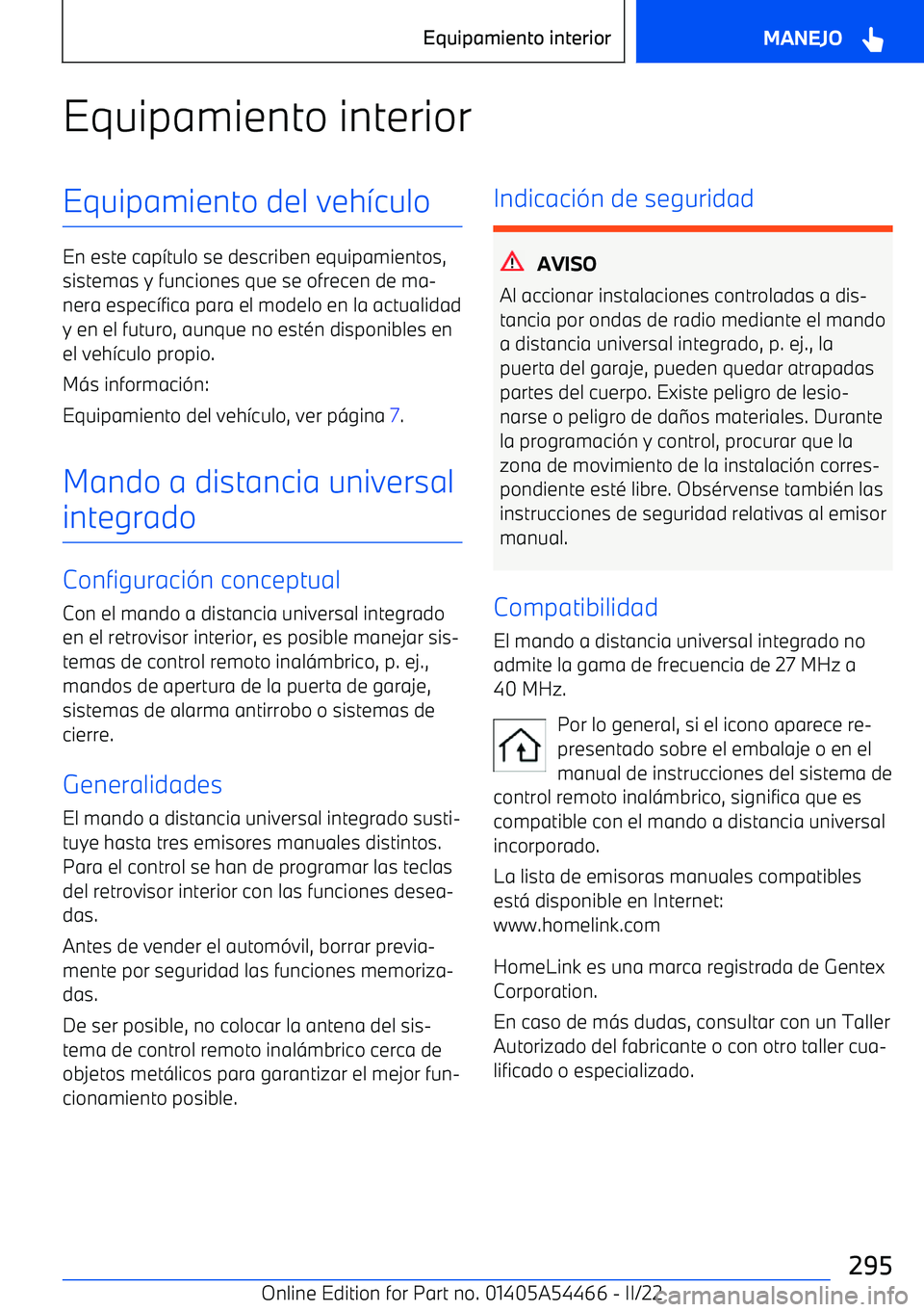 BMW IX 2022  Manuales de Empleo (in Spanish) Equipamiento interiorEquipamiento del veh