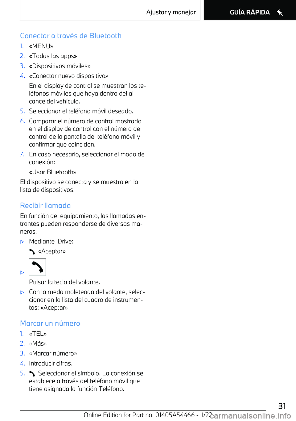BMW IX 2022 Manuales de Empleo (in Spanish) Conectar a trav BMW IX 2022 Manuales de Empleo (in Spanish) Conectar a trav