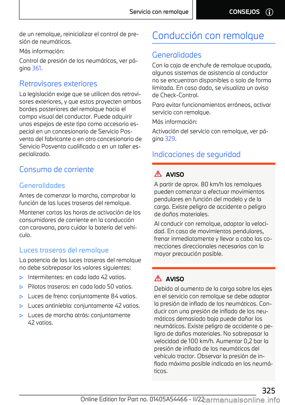 BMW IX 2022  Manuales de Empleo (in Spanish) de un remolque, reinicializar el control de pre