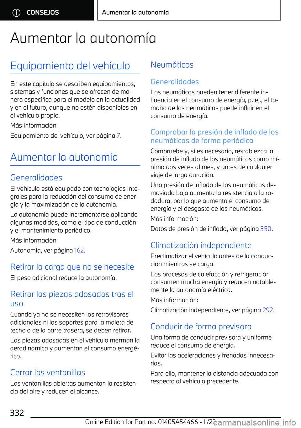 BMW IX 2022  Manuales de Empleo (in Spanish) Aumentar la autonom