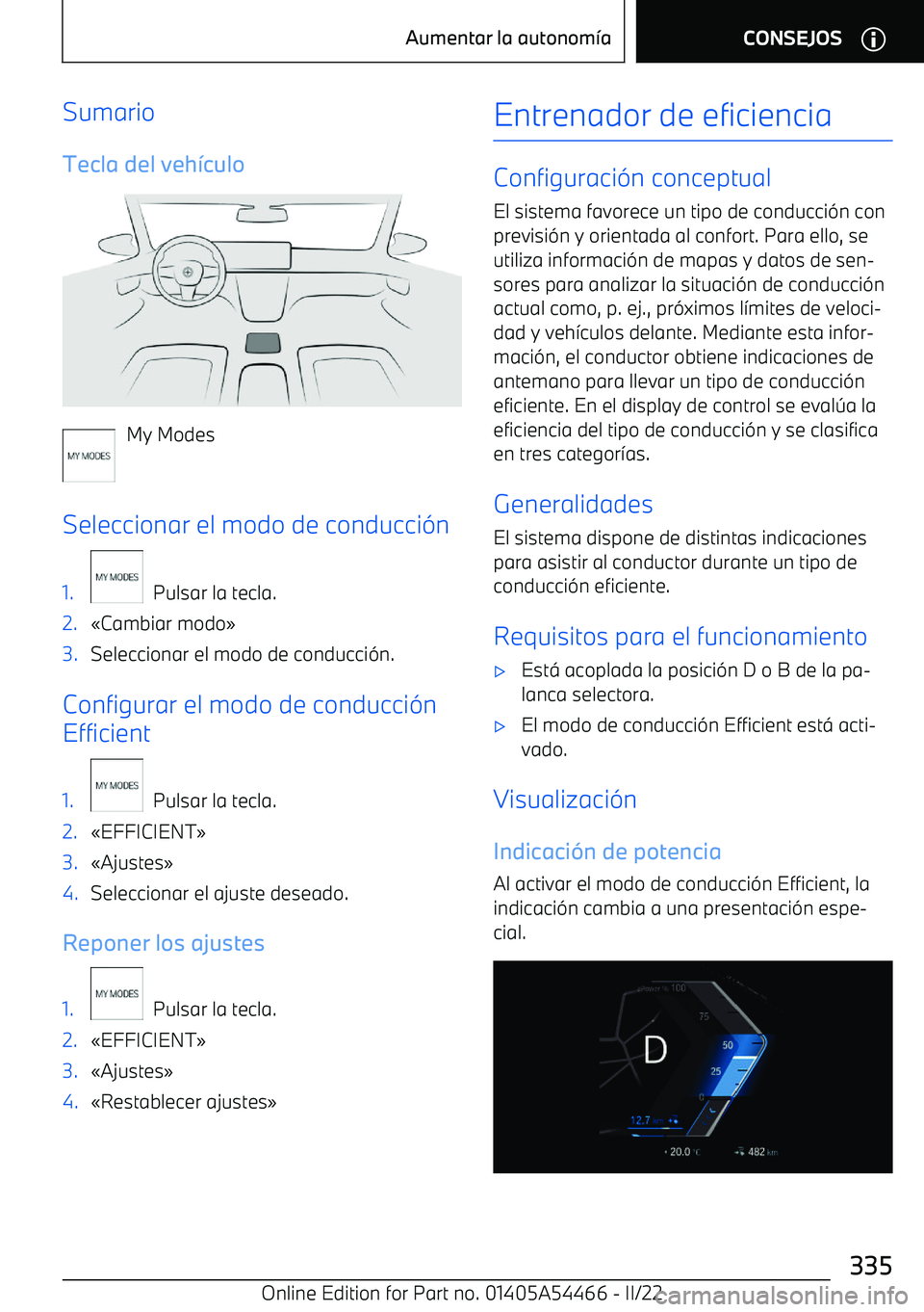 BMW IX 2022  Manuales de Empleo (in Spanish) SumarioTecla del veh