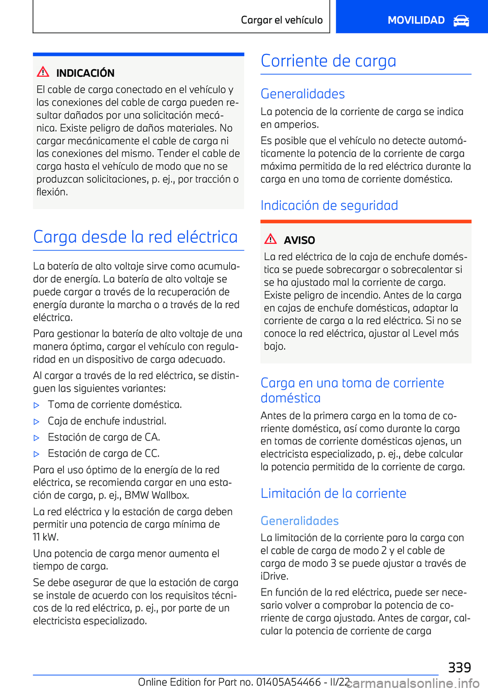 BMW IX 2022  Manuales de Empleo (in Spanish) INDICACI