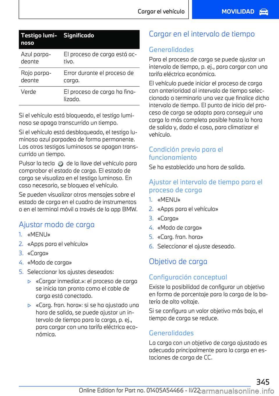 BMW IX 2022 Manuales de Empleo (in Spanish) Testigo lumi BMW IX 2022 Manuales de Empleo (in Spanish) Testigo lumi