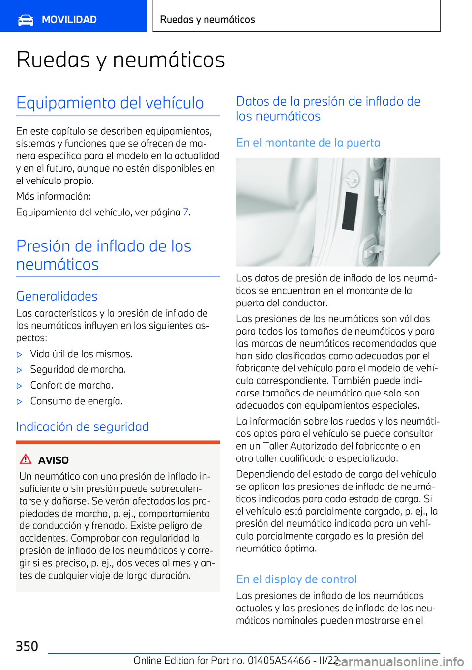 BMW IX 2022 Manuales de Empleo (in Spanish) Ruedas y neum BMW IX 2022 Manuales de Empleo (in Spanish) Ruedas y neum