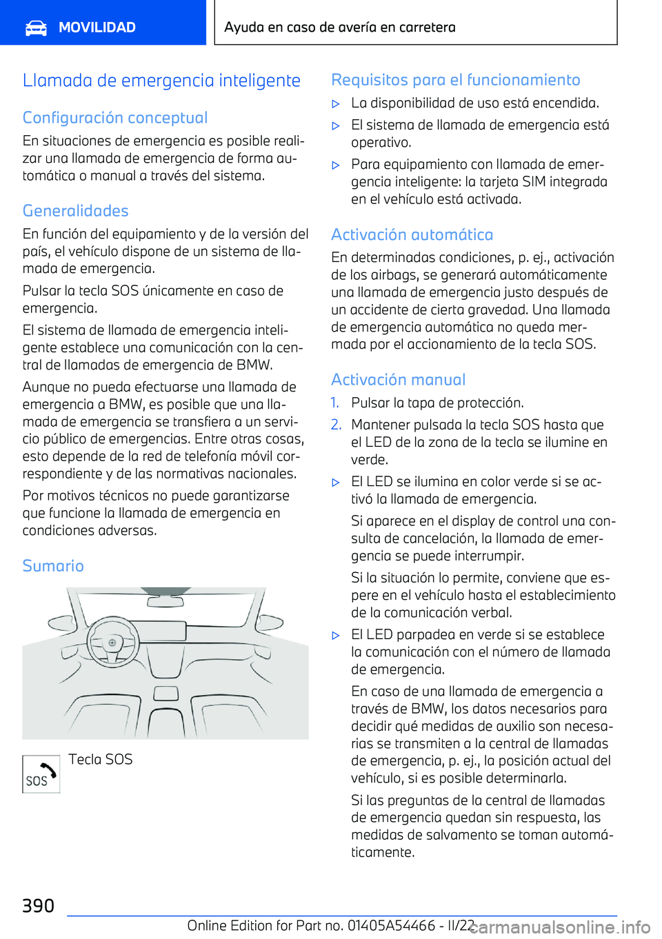 BMW IX 2022 Manuales de Empleo (in Spanish) Llamada de emergencia inteligenteConfiguraci BMW IX 2022 Manuales de Empleo (in Spanish) Llamada de emergencia inteligenteConfiguraci