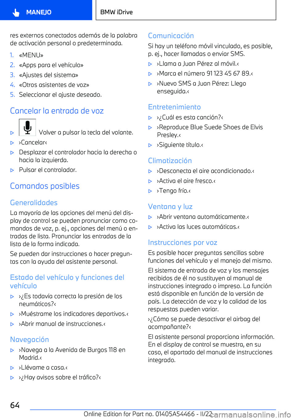 BMW IX 2022 Manuales de Empleo (in Spanish) res externos conectados adem BMW IX 2022 Manuales de Empleo (in Spanish) res externos conectados adem