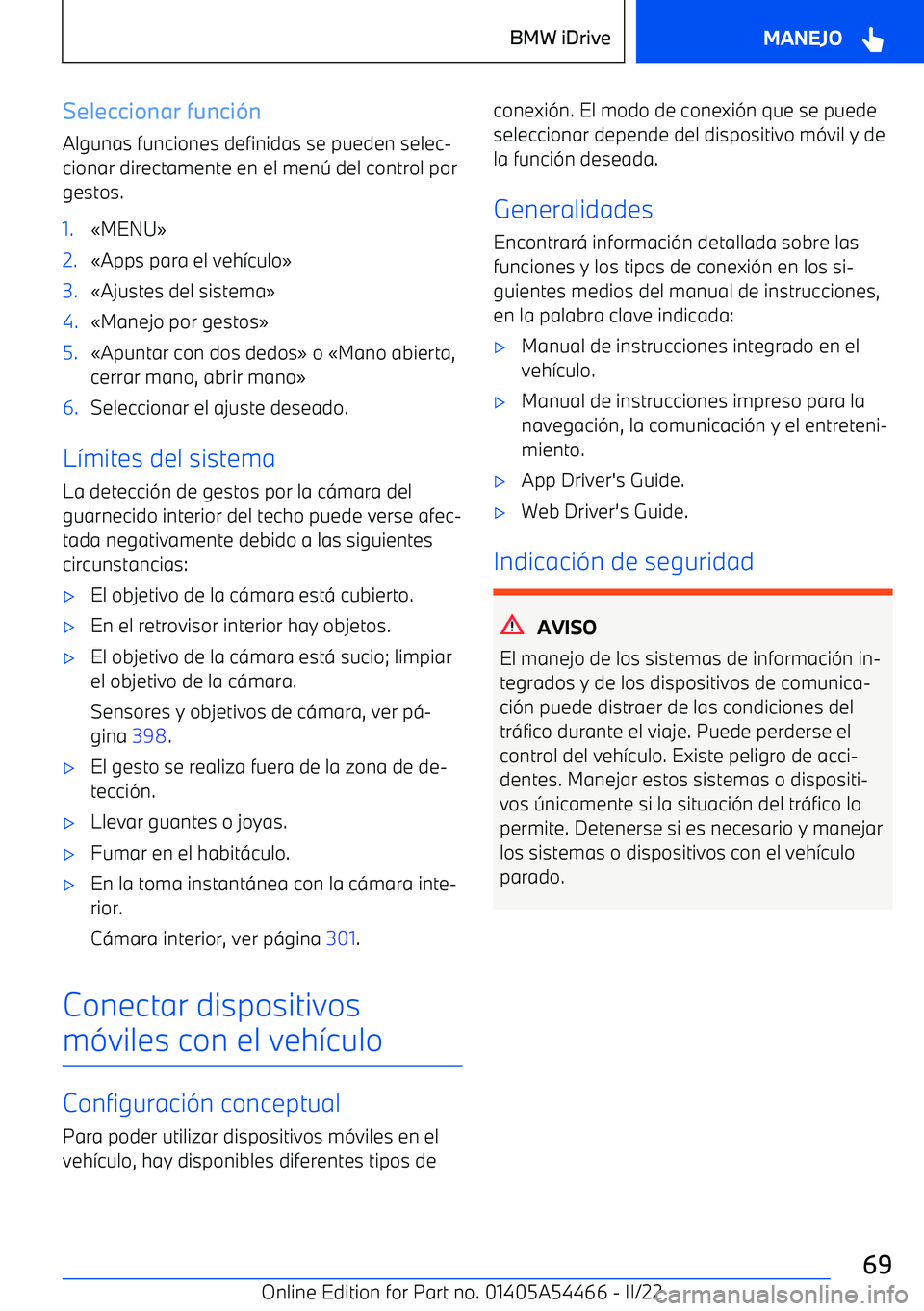 BMW IX 2022 Manuales de Empleo (in Spanish) Seleccionar funci BMW IX 2022 Manuales de Empleo (in Spanish) Seleccionar funci