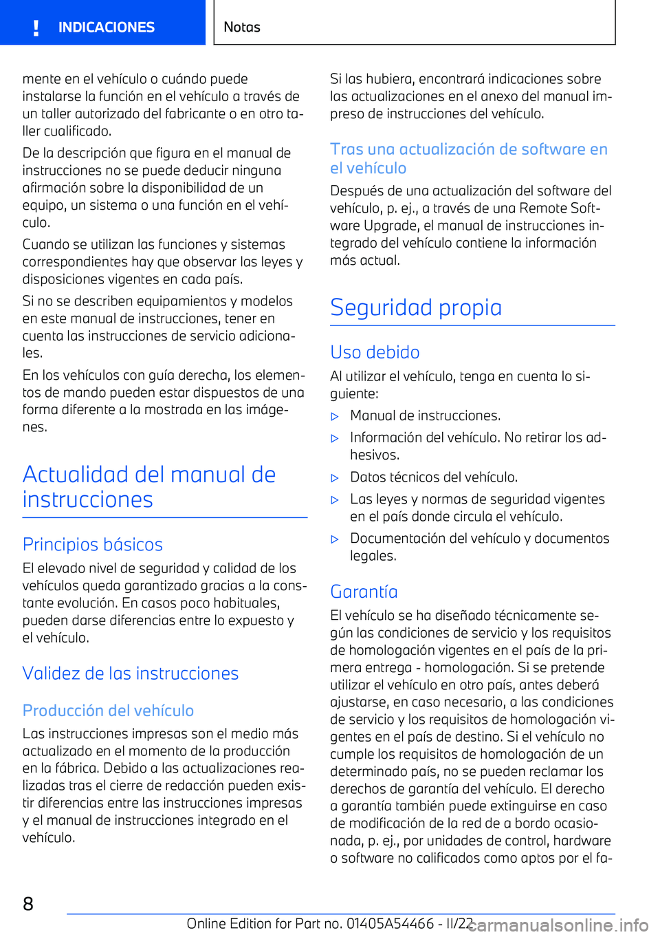 BMW IX 2022  Manuales de Empleo (in Spanish) mente en el veh