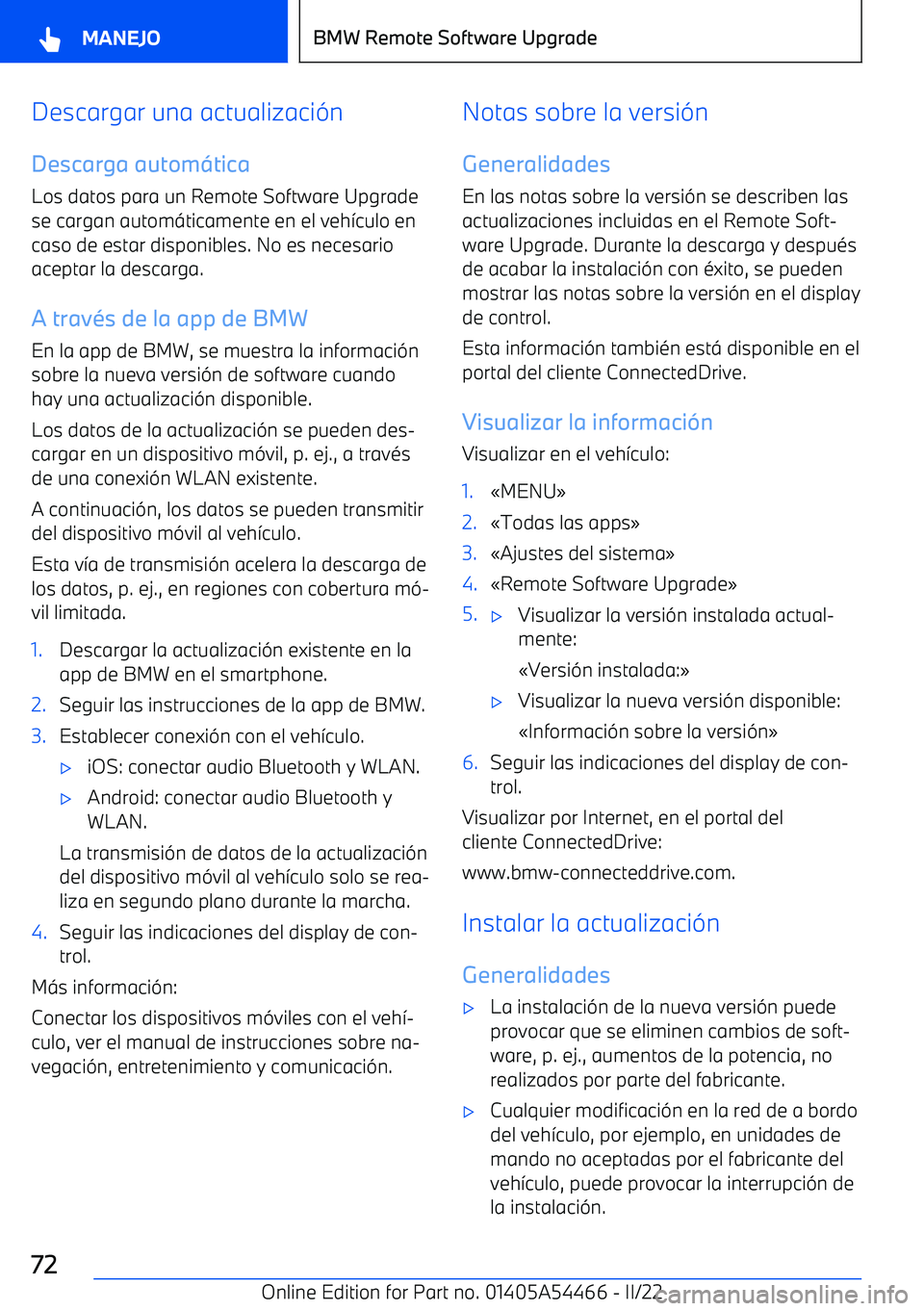 BMW IX 2022 Manuales de Empleo (in Spanish) Descargar una actualizaci BMW IX 2022 Manuales de Empleo (in Spanish) Descargar una actualizaci