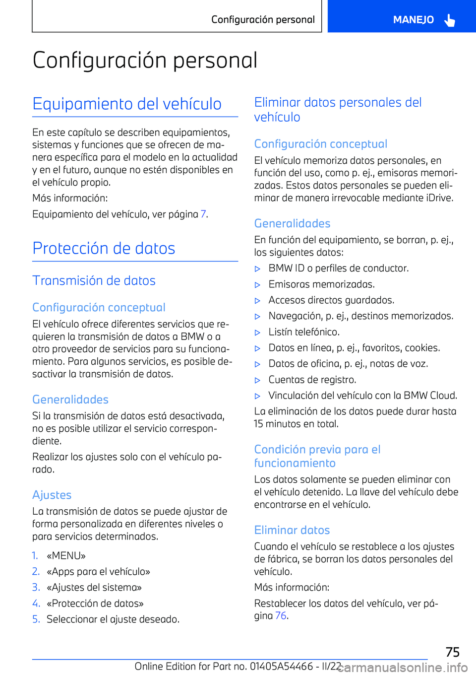 BMW IX 2022 Manuales de Empleo (in Spanish) Configuraci BMW IX 2022 Manuales de Empleo (in Spanish) Configuraci