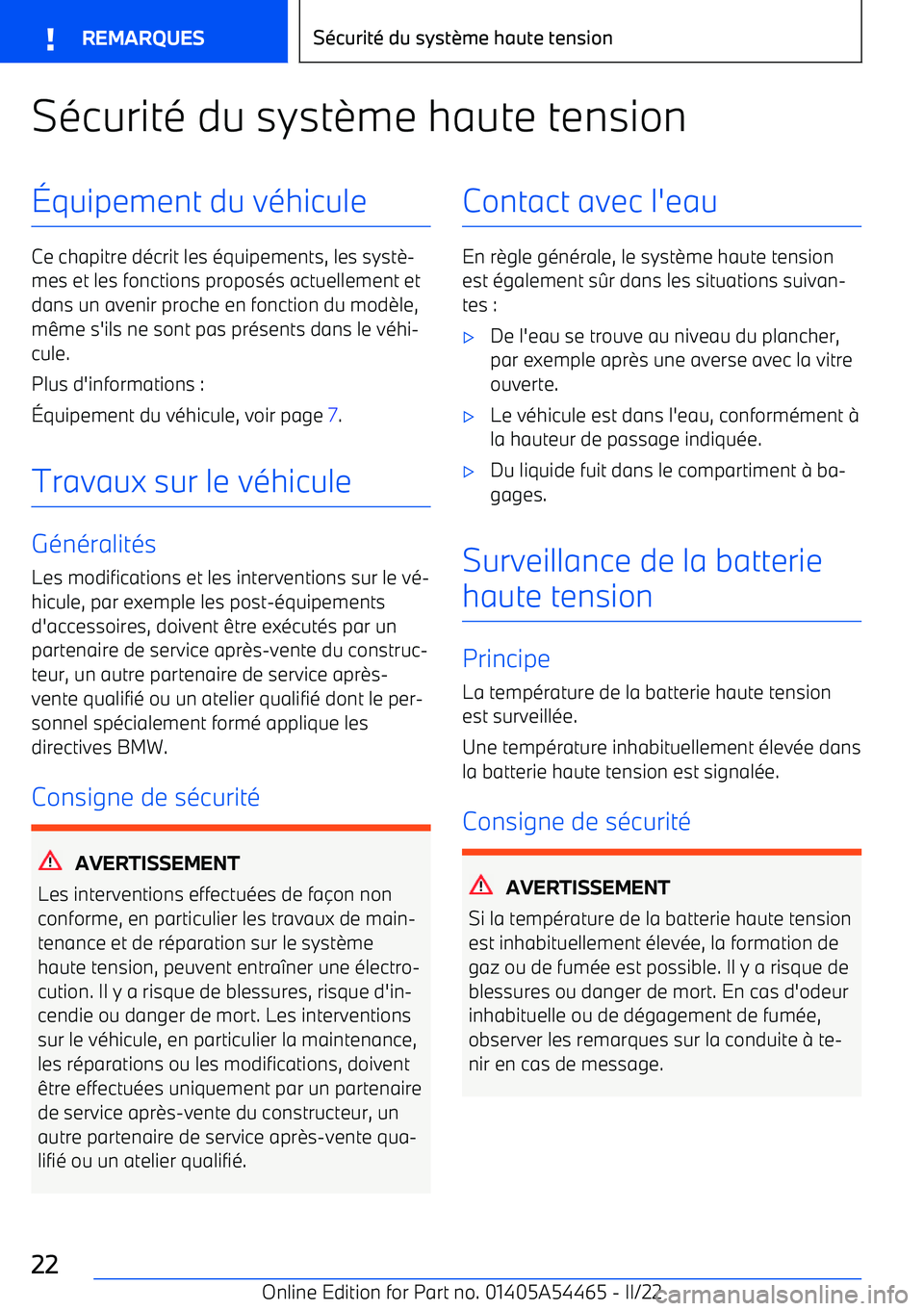 BMW IX 2022 Notices Demploi (in French) Sécurité du syst BMW IX 2022 Notices Demploi (in French) Sécurité du syst