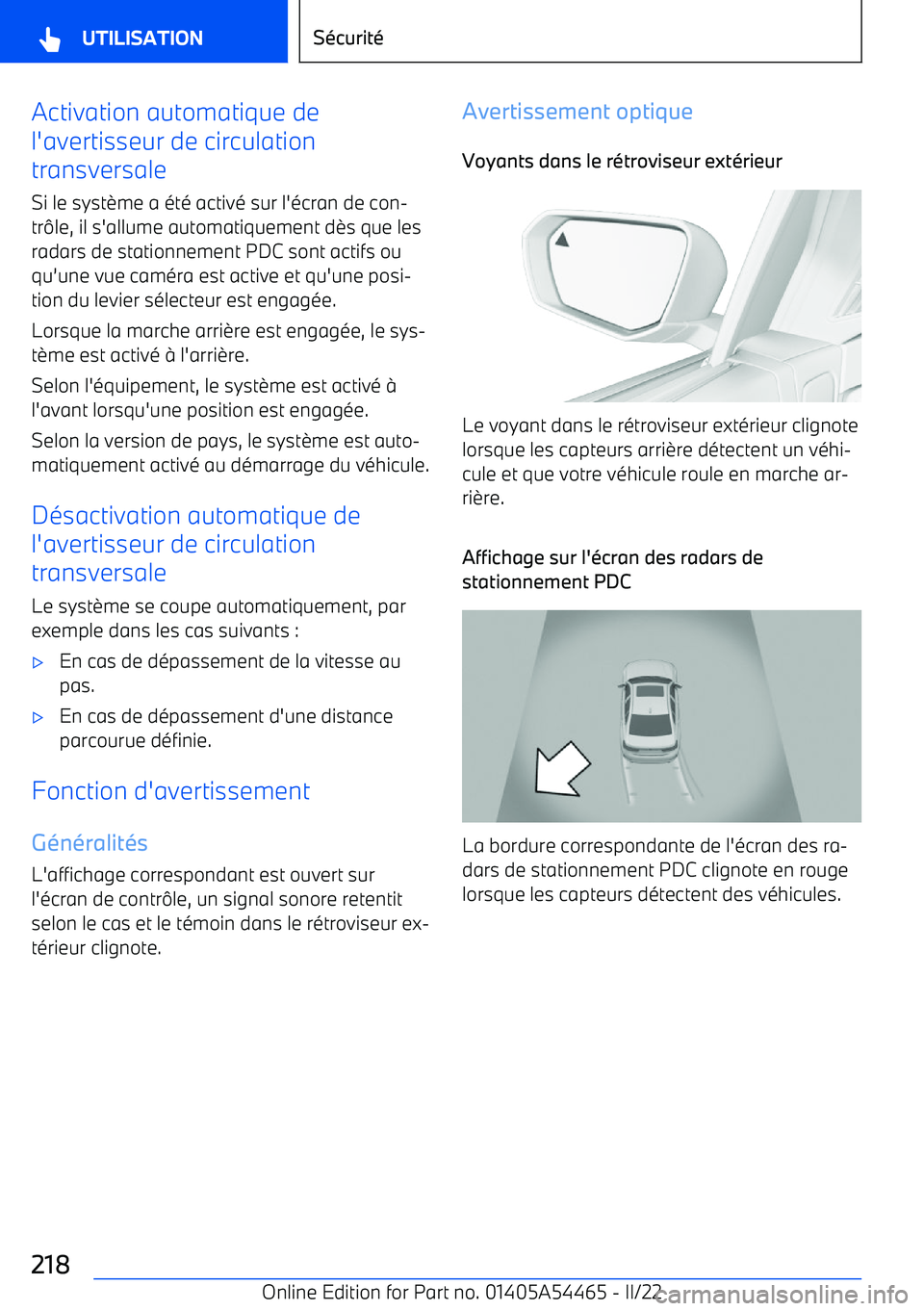 BMW IX 2022 Notices Demploi (in French) Activation automatique de
l BMW IX 2022 Notices Demploi (in French) Activation automatique de
l